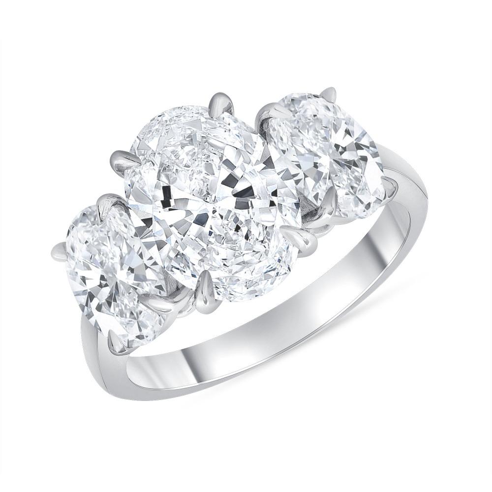 For Sale:  Three Stone Oval Diamond Engagement Ring 1.00 Carat 4
