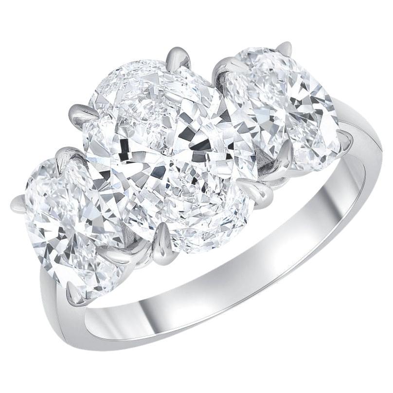 Three Stone Oval Diamond Engagement Ring 1.00 Carat
