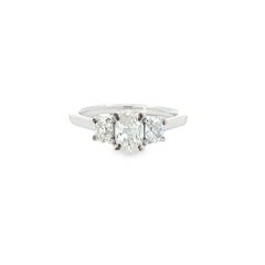 Ovaler Diamantring mit drei Steinen, 1,16 Karat 14k Weißgold G/SI-VS