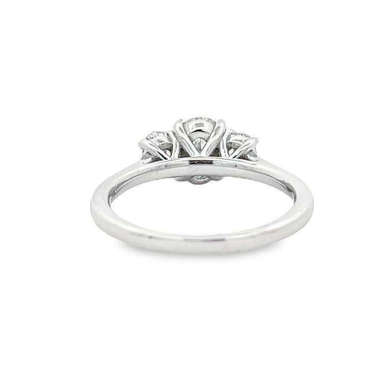 Modern Three Stone Oval Diamond ring 1.16ct 14k white gold G/SI-VS For Sale