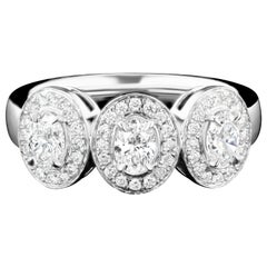 Three-Stone Oval Diamond Wedding Band in 18 Karat White Gold