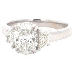 Bague ovale à trois pierres D.45ct Oval1,50ct 18k WG GIA