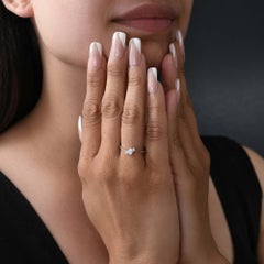 Three Stone Pear Cut Center Diamond Ring 18k Fine White Gold Jewelry