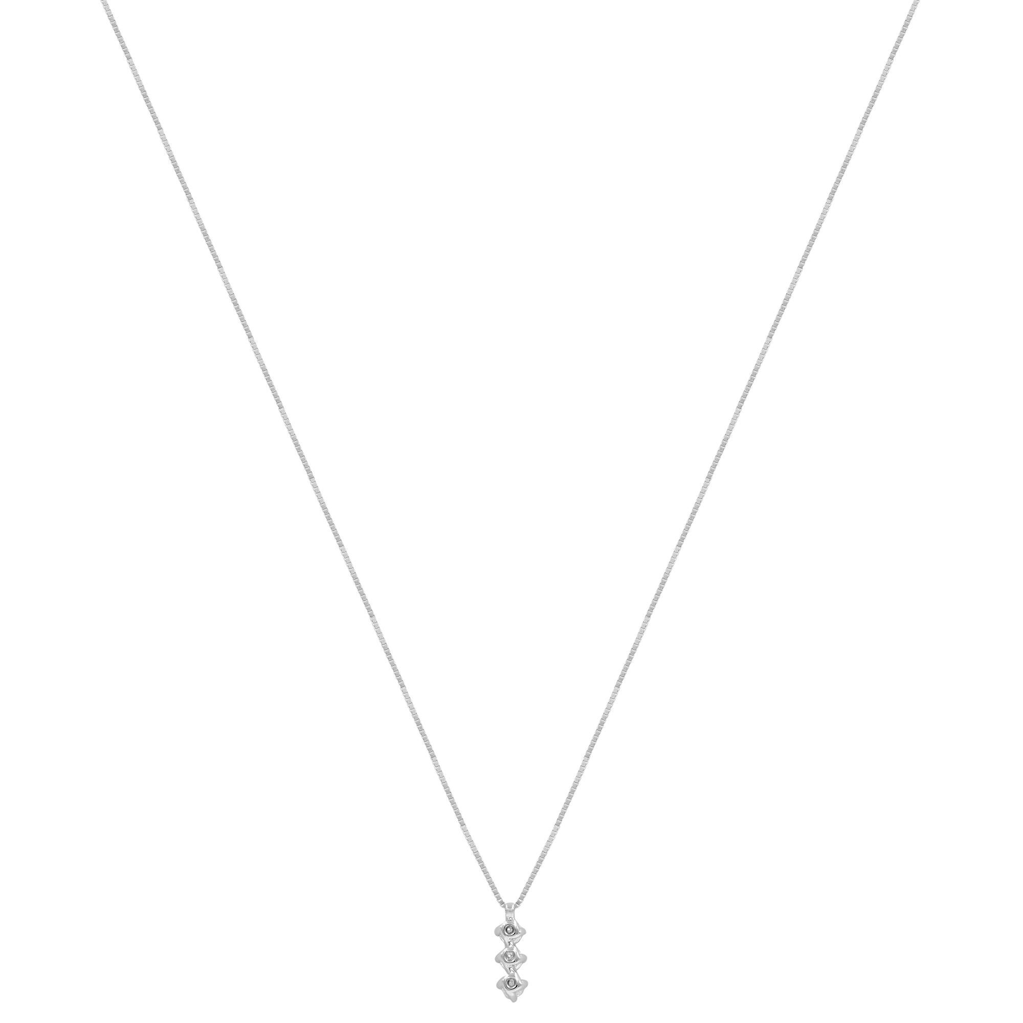 Three-Stone Petite Round Diamond Necklace Pendant 0.15 Carat