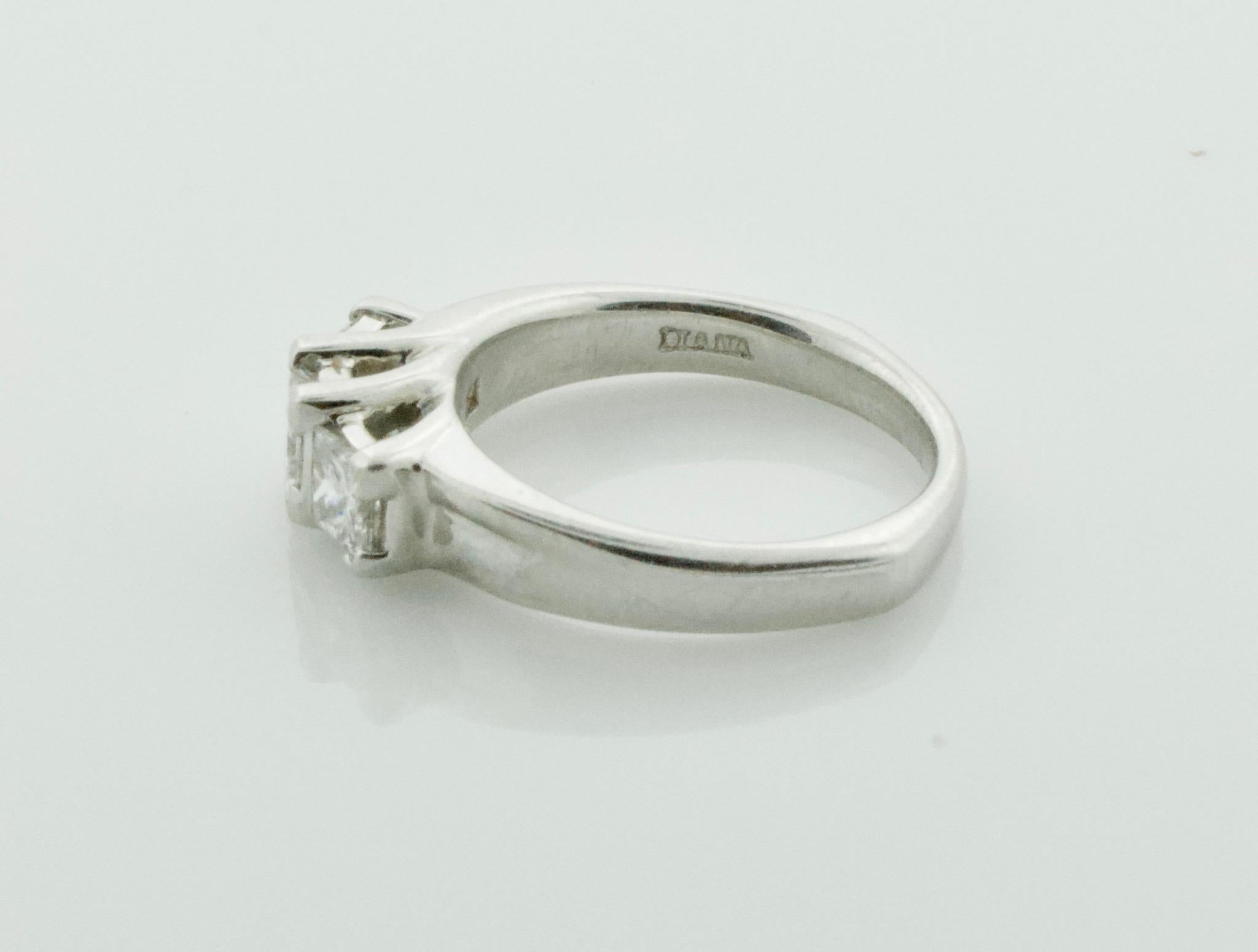 Princess Cut Three-Stone Platinum Diamond Wedding Ring 