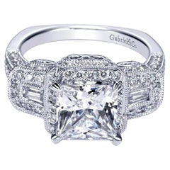 Three Stone Princess Cut Diamond Engagement Ring