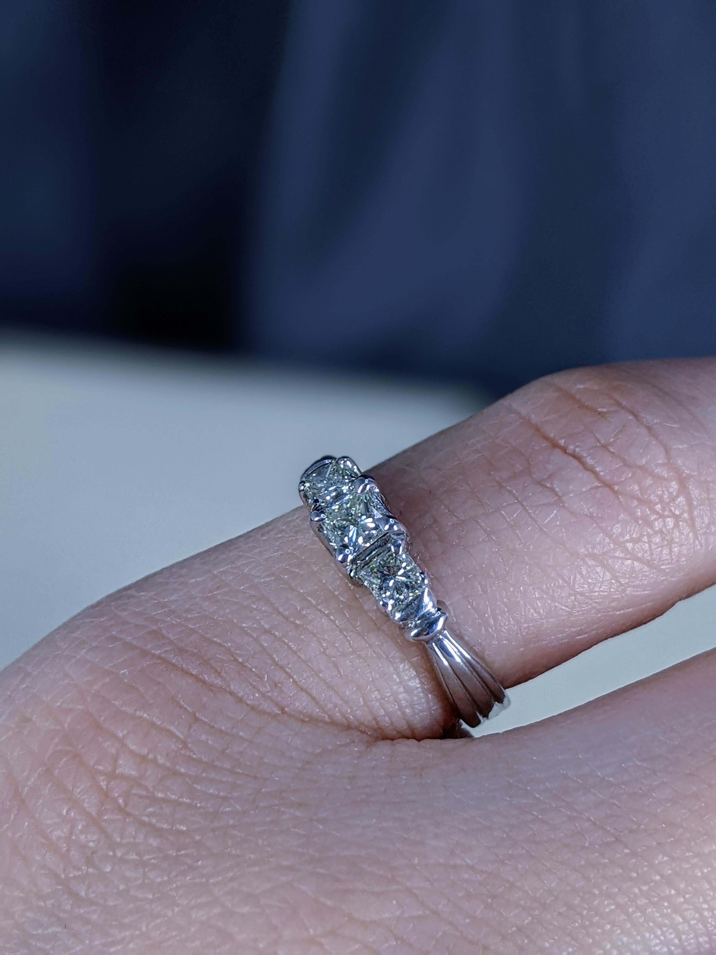 For Sale:  Three Stone Princess Cut Diamond Ring 0.55 Ct. Tw. 3