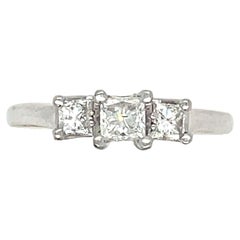 Used Three-Stone Princess Cut Engagement Ring in 14k White Gold