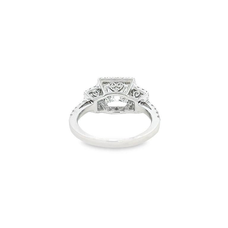 Princess Cut Three stone princes diamond ring 2.52ct 18k white gold GIA H/SI1 For Sale