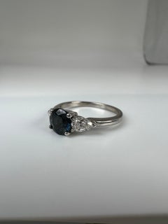Three Stone Ring 14 Karat Sapphire & Diamond Ring Classical Setting