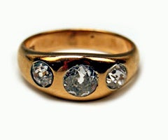 Bague à trois pierres Art Nouveau en or 585 diamants 1,0 carat Vienne Autriche