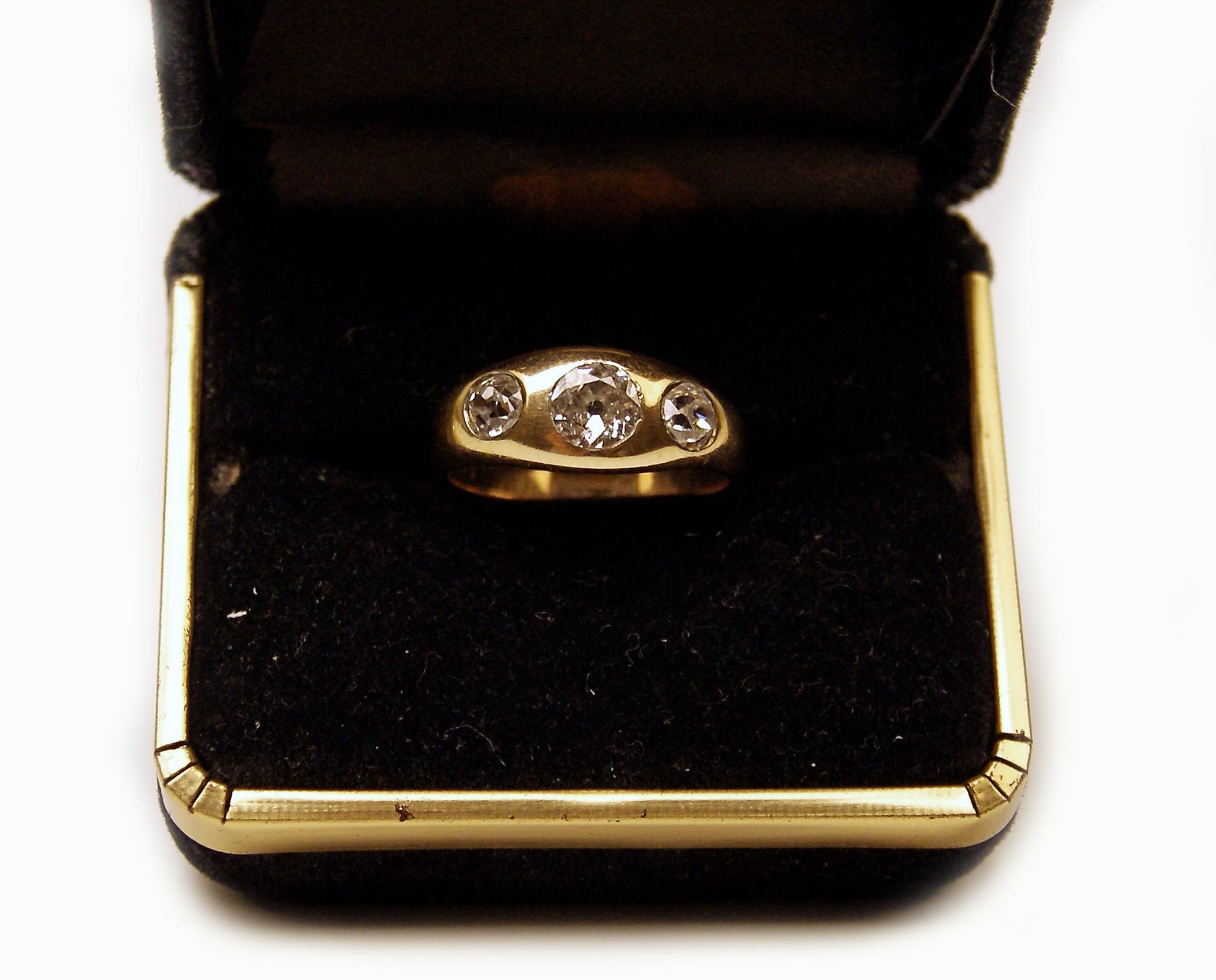 Dreisteiniger Jugendstil-Ring, Gold 585 Diamanten 1,0 Karat Wien, Österreich (Art nouveau) im Angebot