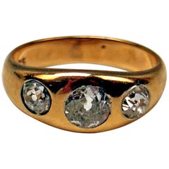 Dreisteiniger Jugendstil-Ring, Gold 585 Diamanten 1,0 Karat Wien, Österreich