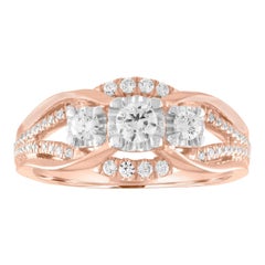 Three-Stone Ring with Diamonds Set in Miracle Plate