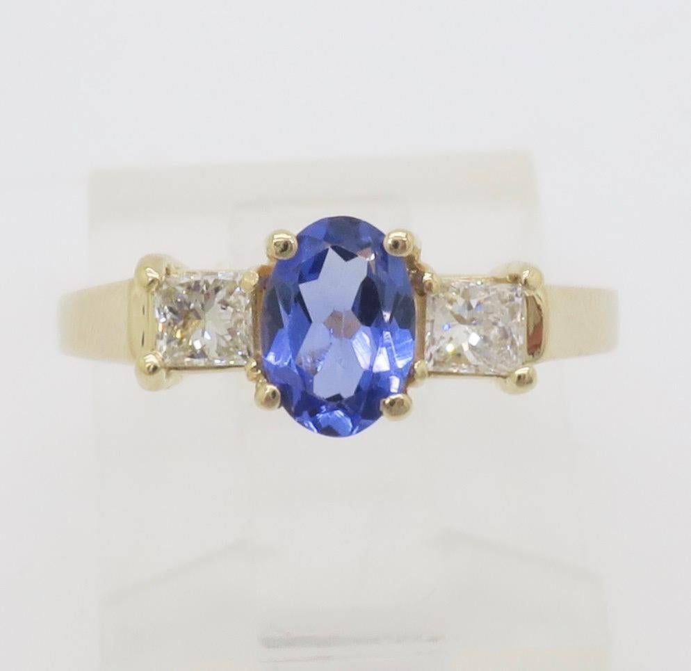 Dreisteinring mit Tansanit und Diamanten im Angebot 2