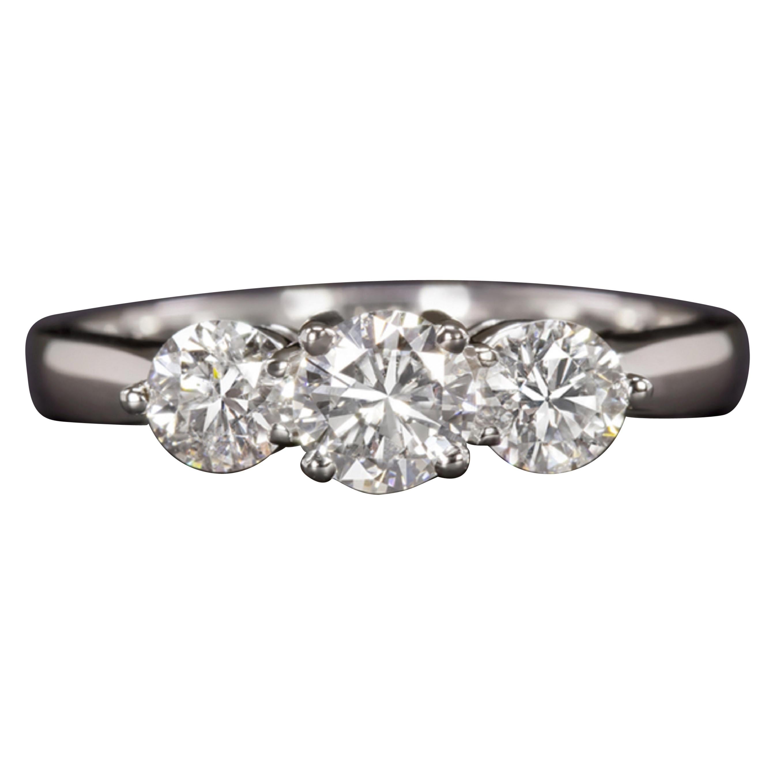 Three Stone Round Brilliant Cut Diamond Engagement Ring