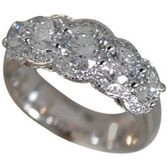 Three-Stone Round Diamond Engagement Ring 14 Karat W, Ben Dannie