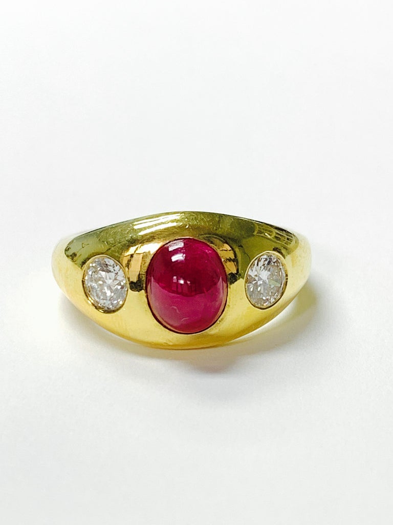 Three-Stone Ruby and Diamond Ring in 14k Yellow Gold in 14k Gold For ...