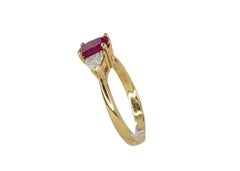 Three Stone Ruby and Heart-Shaped Diamond Ring