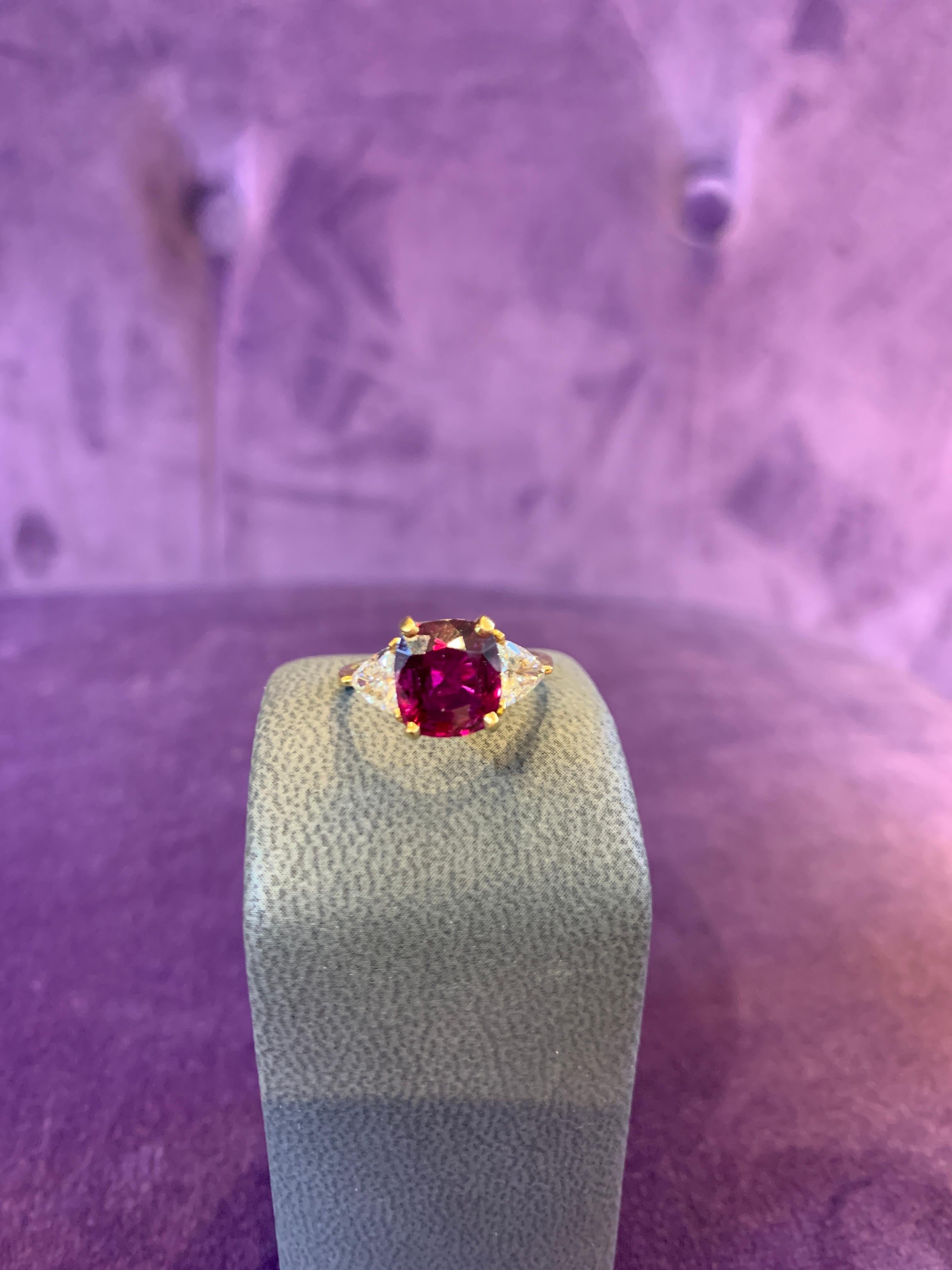Women's Three Stone Ruby & Diamond Ring For Sale