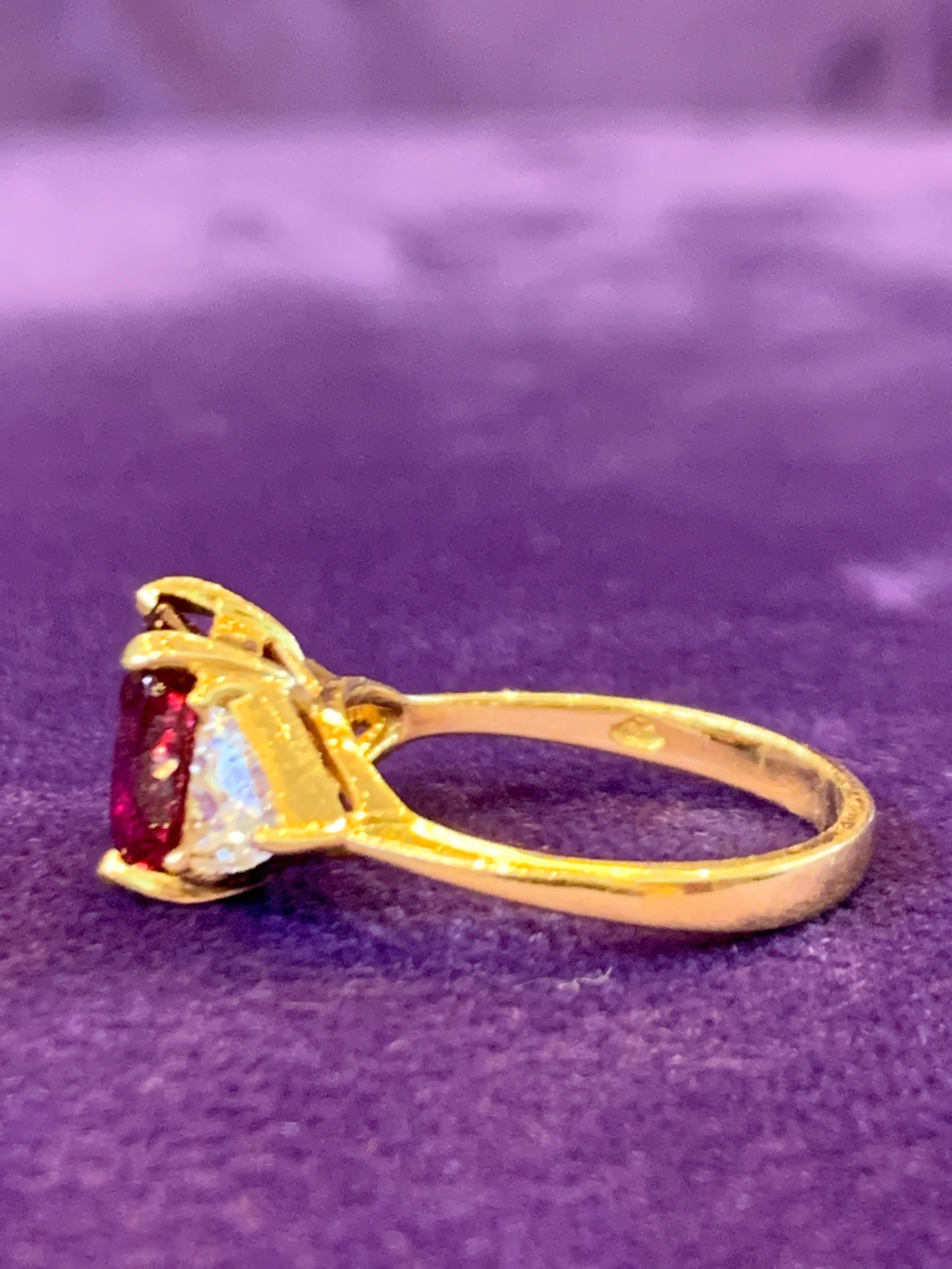 Three Stone Ruby & Diamond Ring For Sale 2