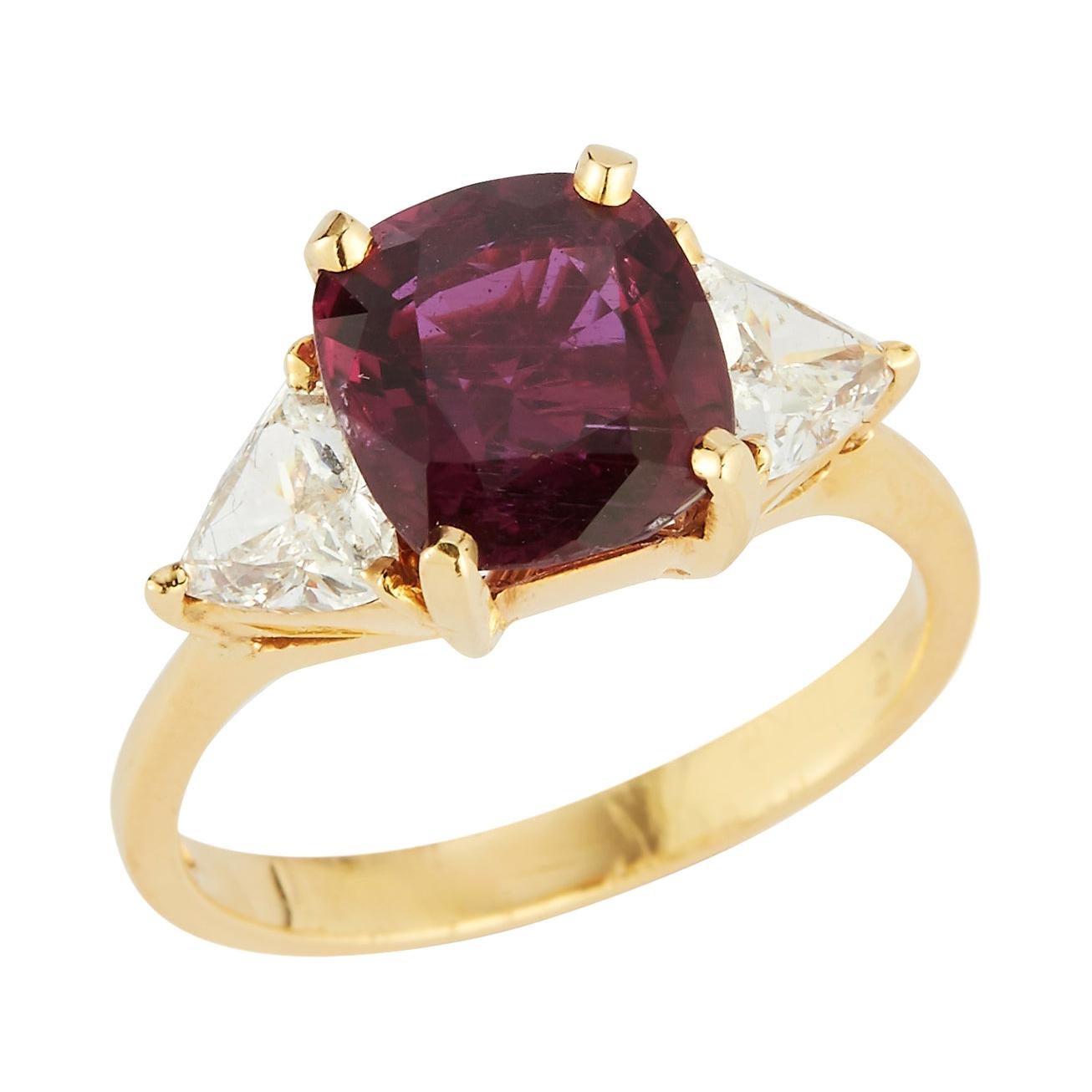 Three Stone Ruby & Diamond Ring For Sale