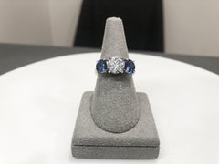 Roman Malakov, Three-Stone Sapphire and Diamond Engagement Ring