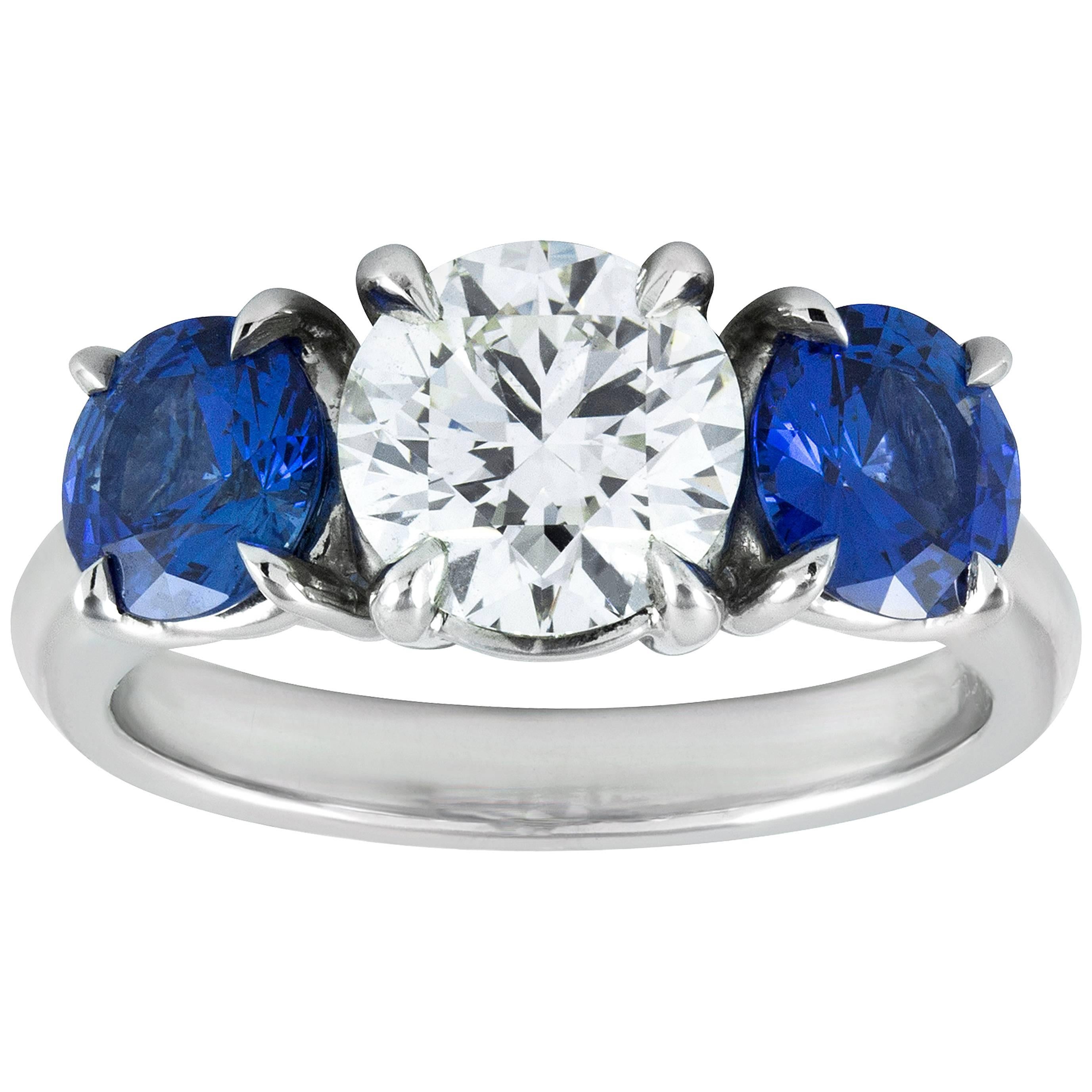 Roman Malakov, Three-Stone Sapphire and Diamond Engagement Ring