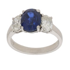 Three-Stone Sapphire Diamond Engagement Ring
