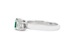 Three Stone Square Cut Emerald and Diamond Ring