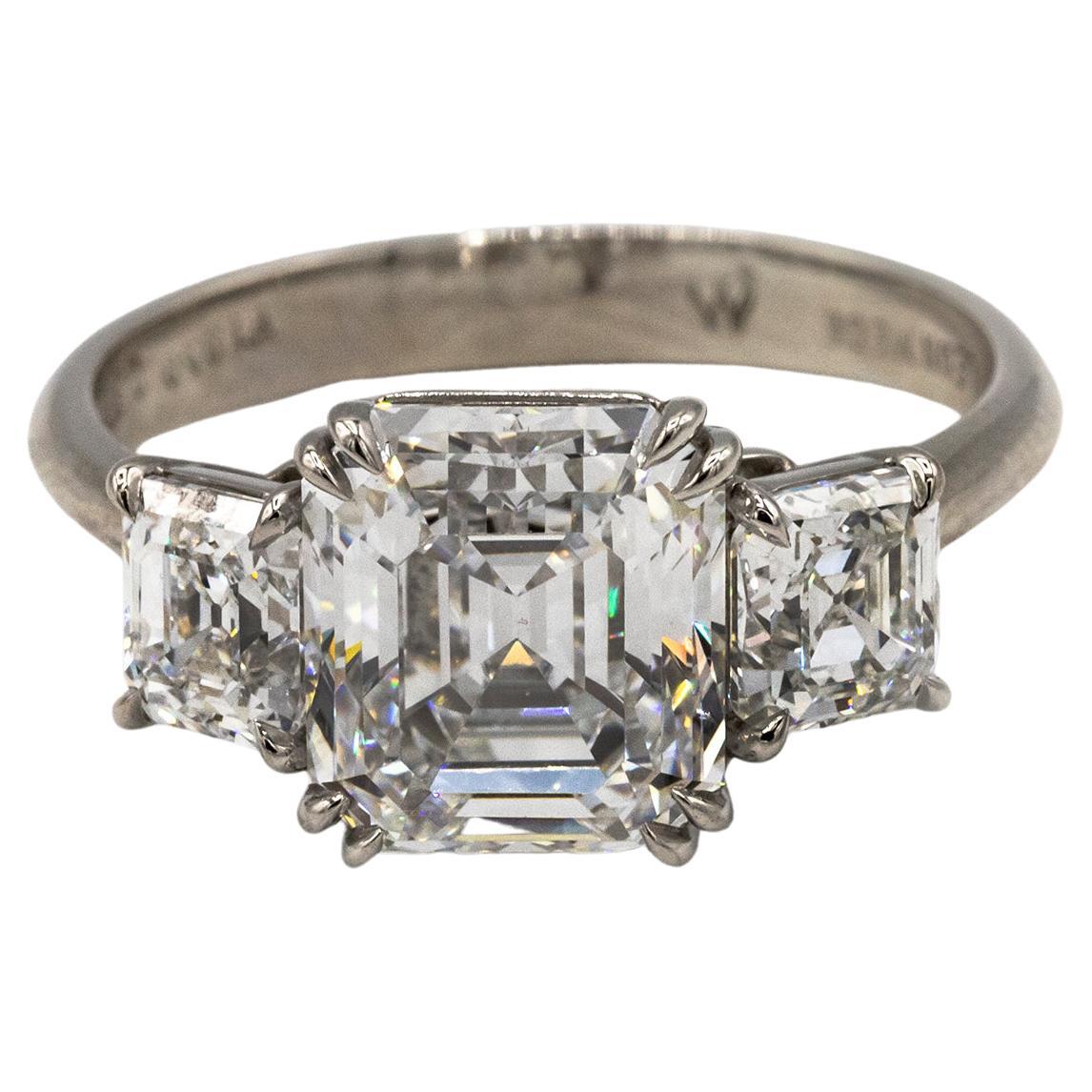 Square Emerald Cut Diamond ThreeStone Engagement Ring at 1stDibs square emerald diamond ring