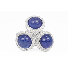 Drei Stein Tansanit & Diamant Cocktail-Ring 9,07tcw Drei Stein Jahrestag