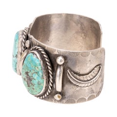 Bracciale a tre pietre di turchese e argento sterling