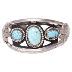 Bracciale a tre pietre di turchese e argento sterling