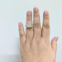 Three Stone White Diamond Oval Ring in 18K Yellow Gold