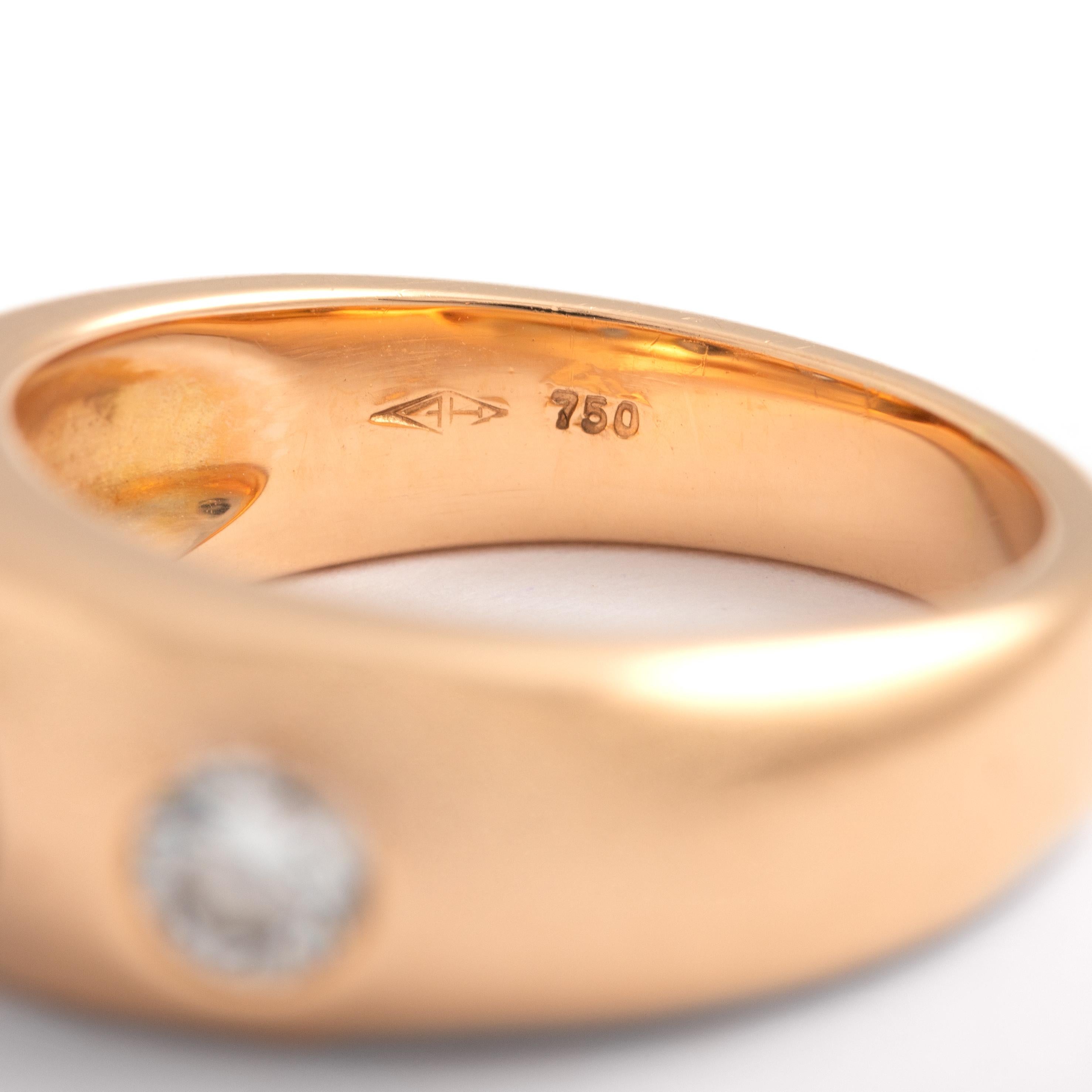 Three Stones Diamond Gold 18k Ring For Sale 1