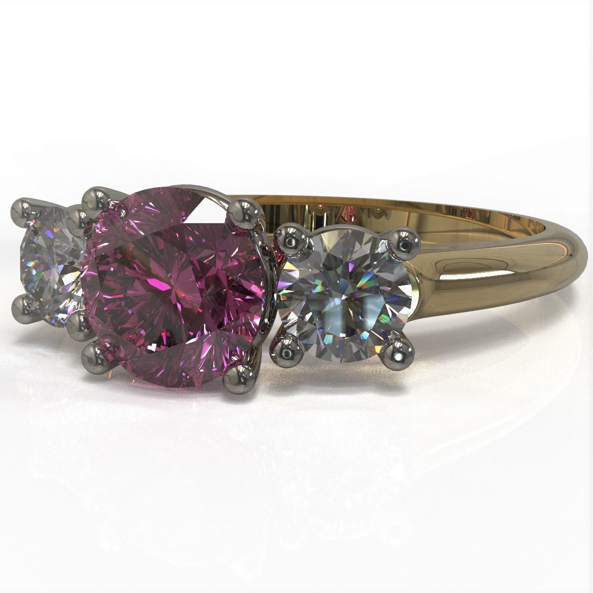 pietre preziose rosa e bianche

Beautiful and understated, this ring is set with an attractive Round pink Ceylon Sapphire with a finest white diamond on either side.


1  x Pink Ceylon Sapphire : Purple- Pink colour,  Eye Clean clarity, 1.17 carat