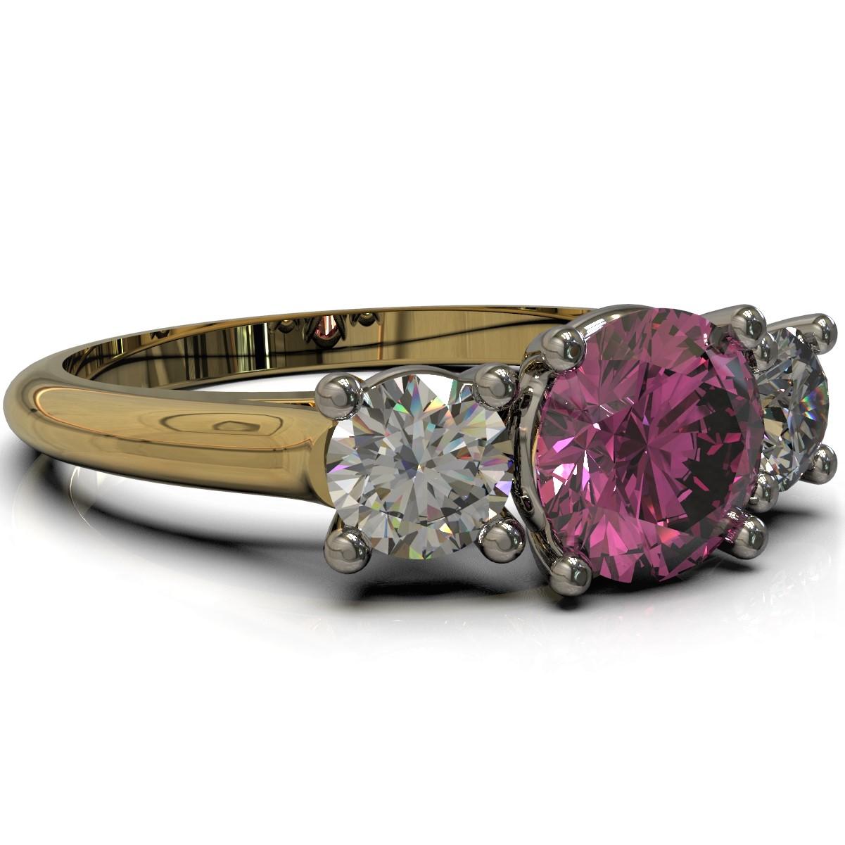 Art Deco Three Stones Round 1.17 Carat Sapphire Diamond Engagement Ring in 18 Carat Gold
