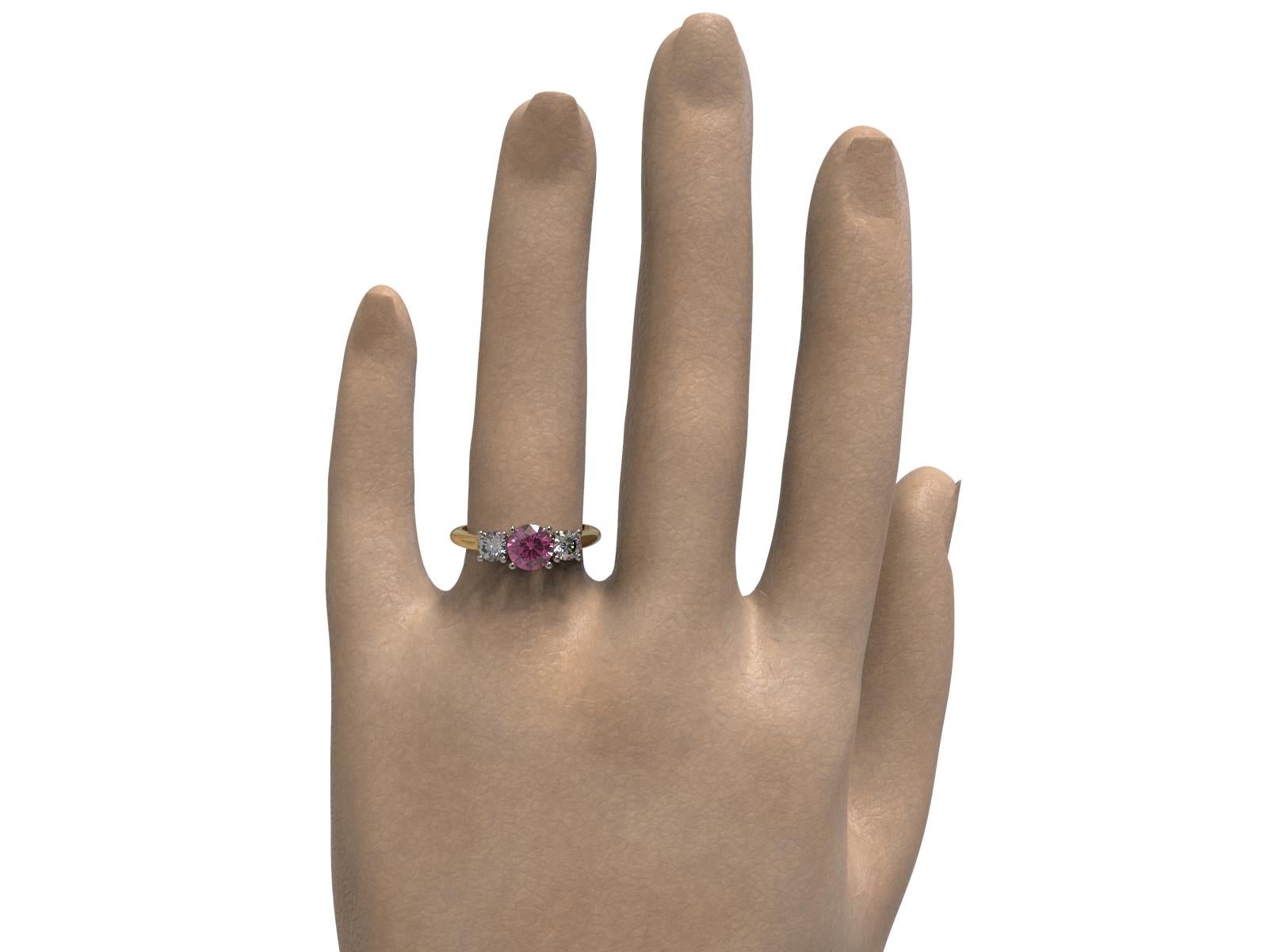 Three Stones Round 1.17 Carat Sapphire Diamond Engagement Ring in 18 Carat Gold 1
