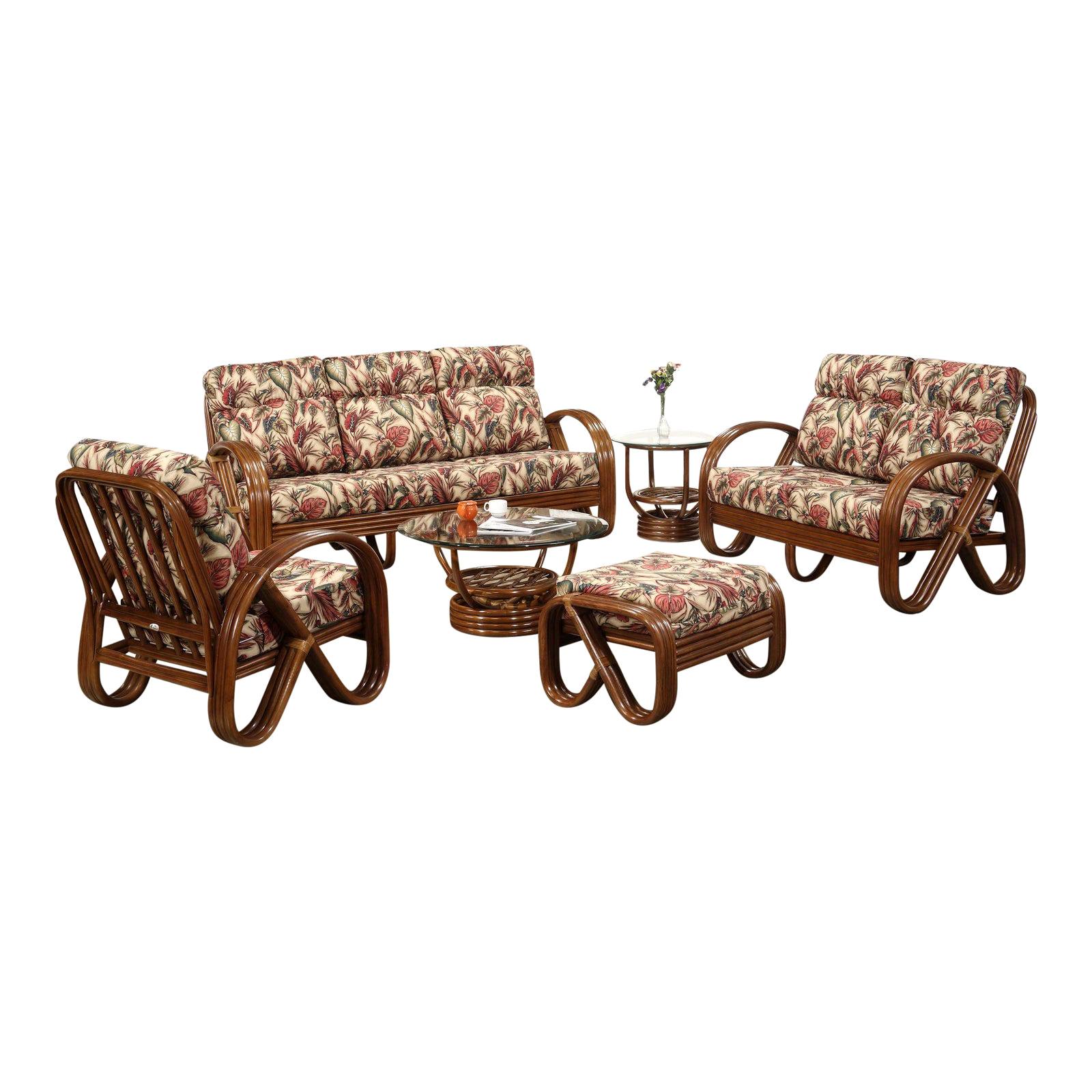 Three-Strand 3/4 Pretzel "Kauai" 6-Piece Set Rattan Living Room Set