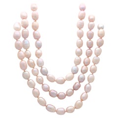 Three Strand Baroque Pearl Necklace Set with 18k Gold and Diamond Clasp