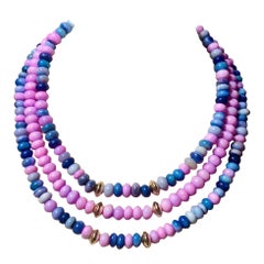 Collier trois brins en Opale Candy avec perles en or 14k
