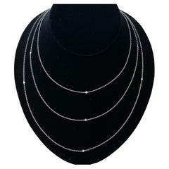 Three Strand Diamonds by the Yard Chain Necklace in 18k White Gold