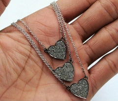 Three Strand Heart Pendant Pave Diamond 925 Silver Fashion Diamond Charm Pendant