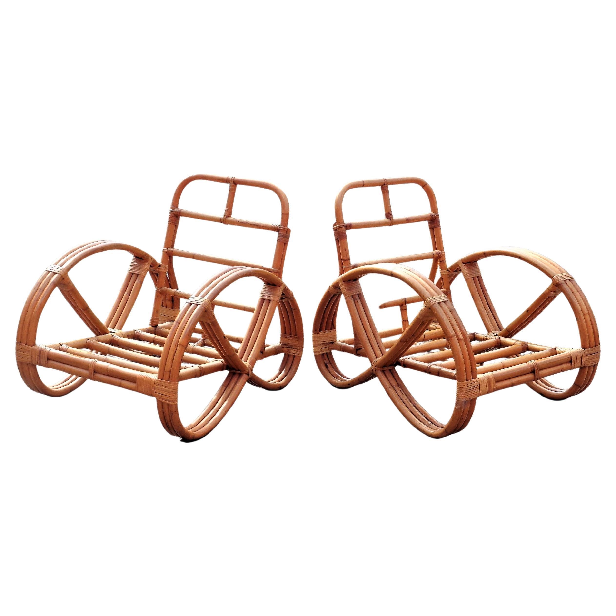  Rattan Pretzel Lounge Chairs and Loveseat For Sale 2