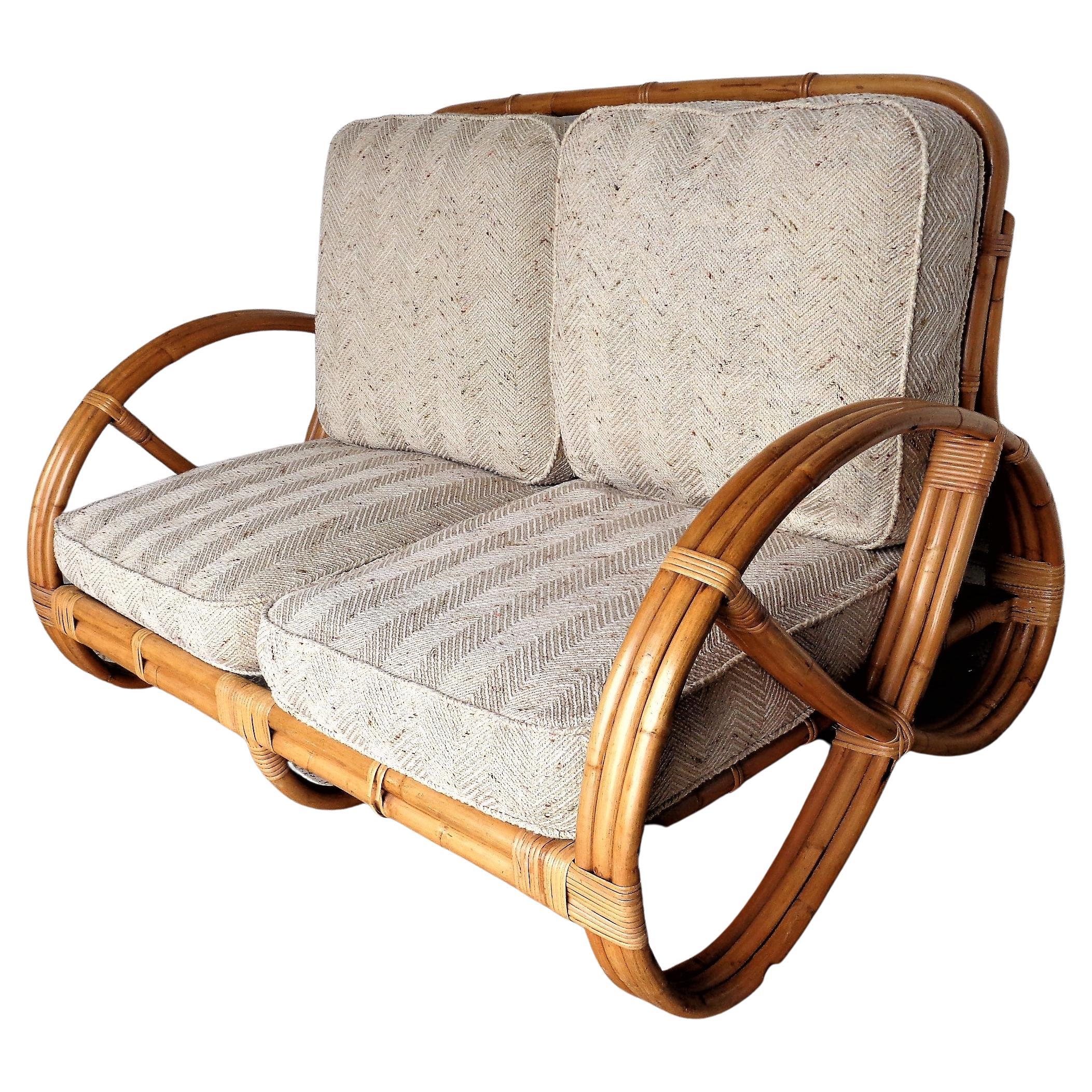  Rattan Pretzel Lounge Chairs and Loveseat For Sale 3