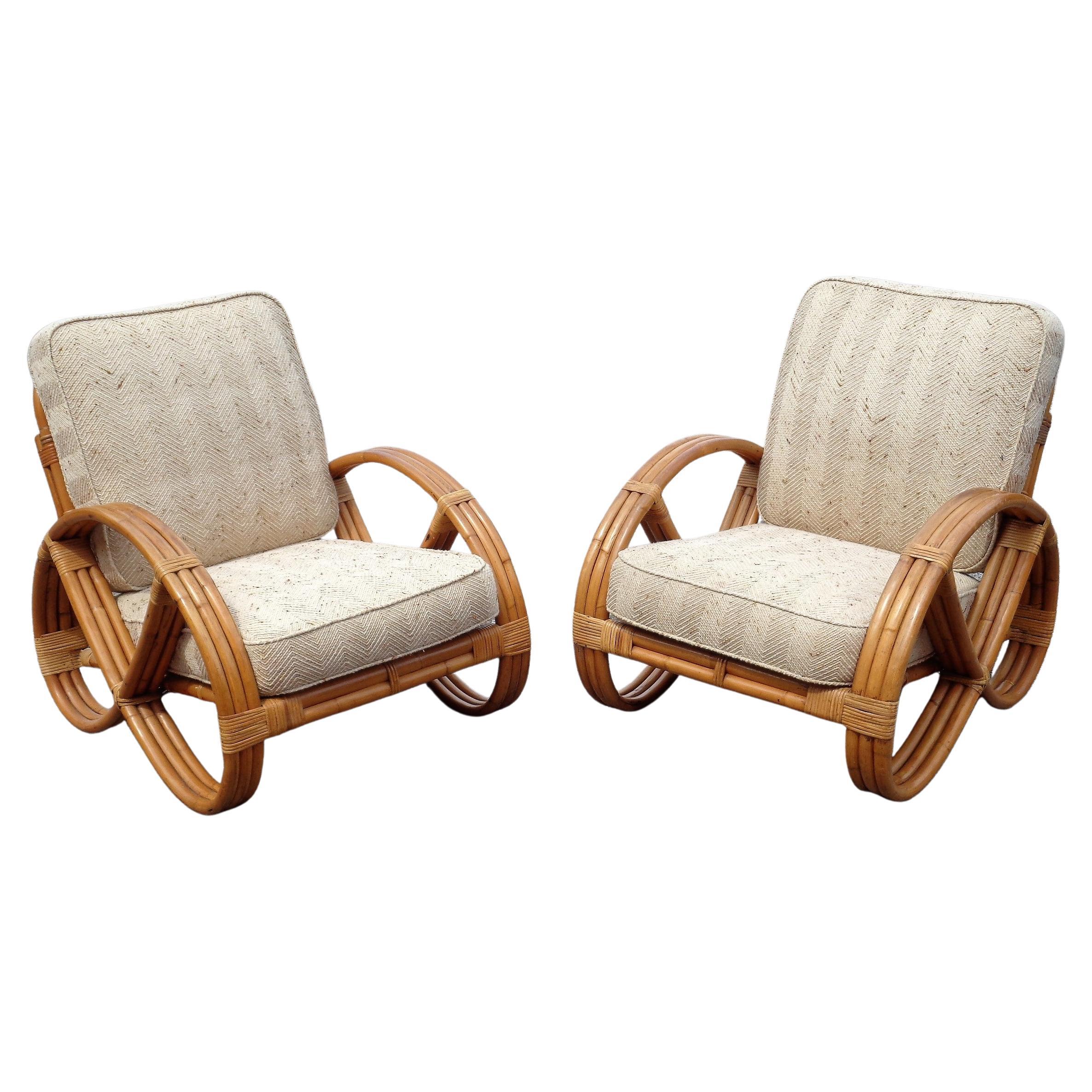  Rattan Pretzel Lounge Chairs and Loveseat For Sale 4