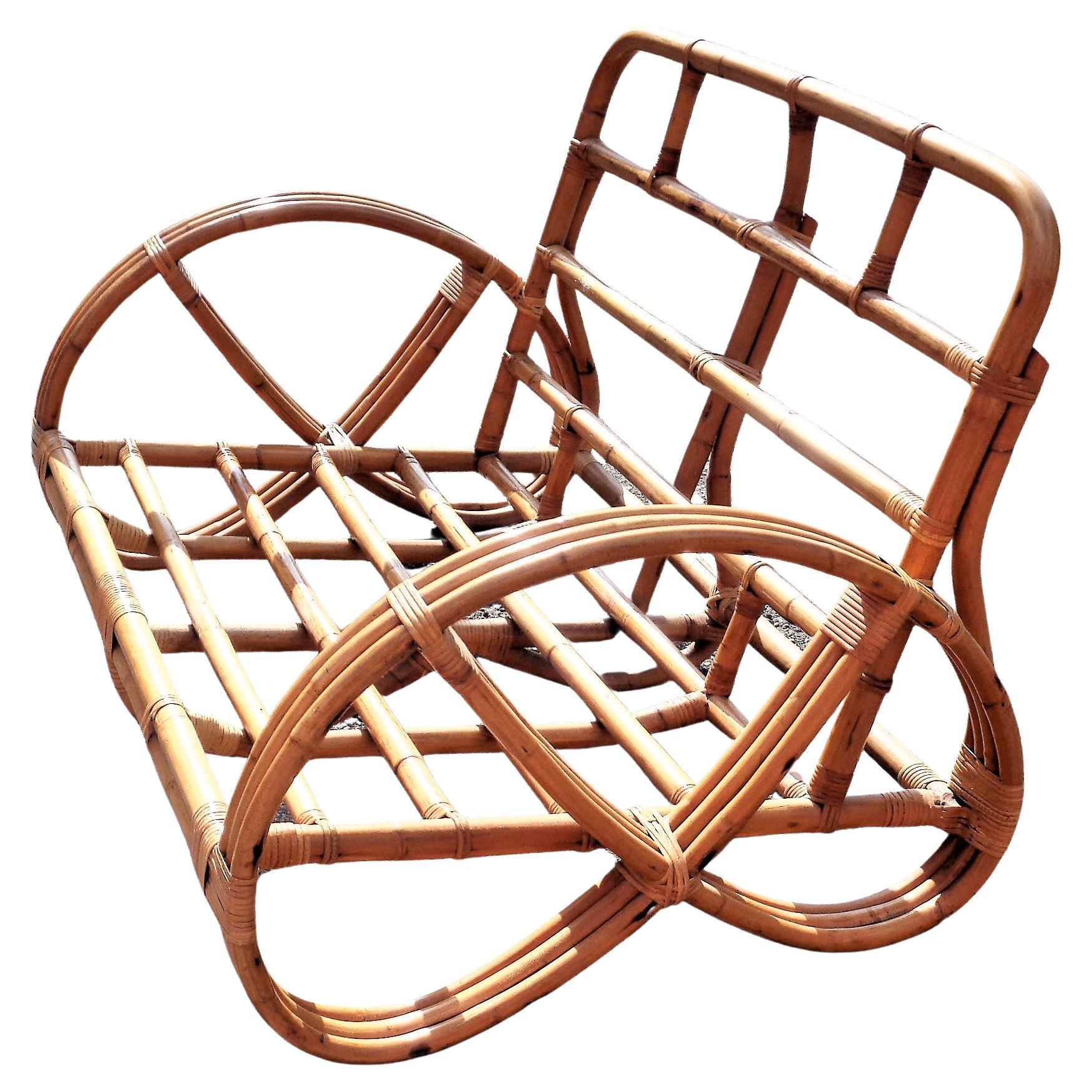 Art Deco  Rattan Pretzel Lounge Chairs and Loveseat For Sale