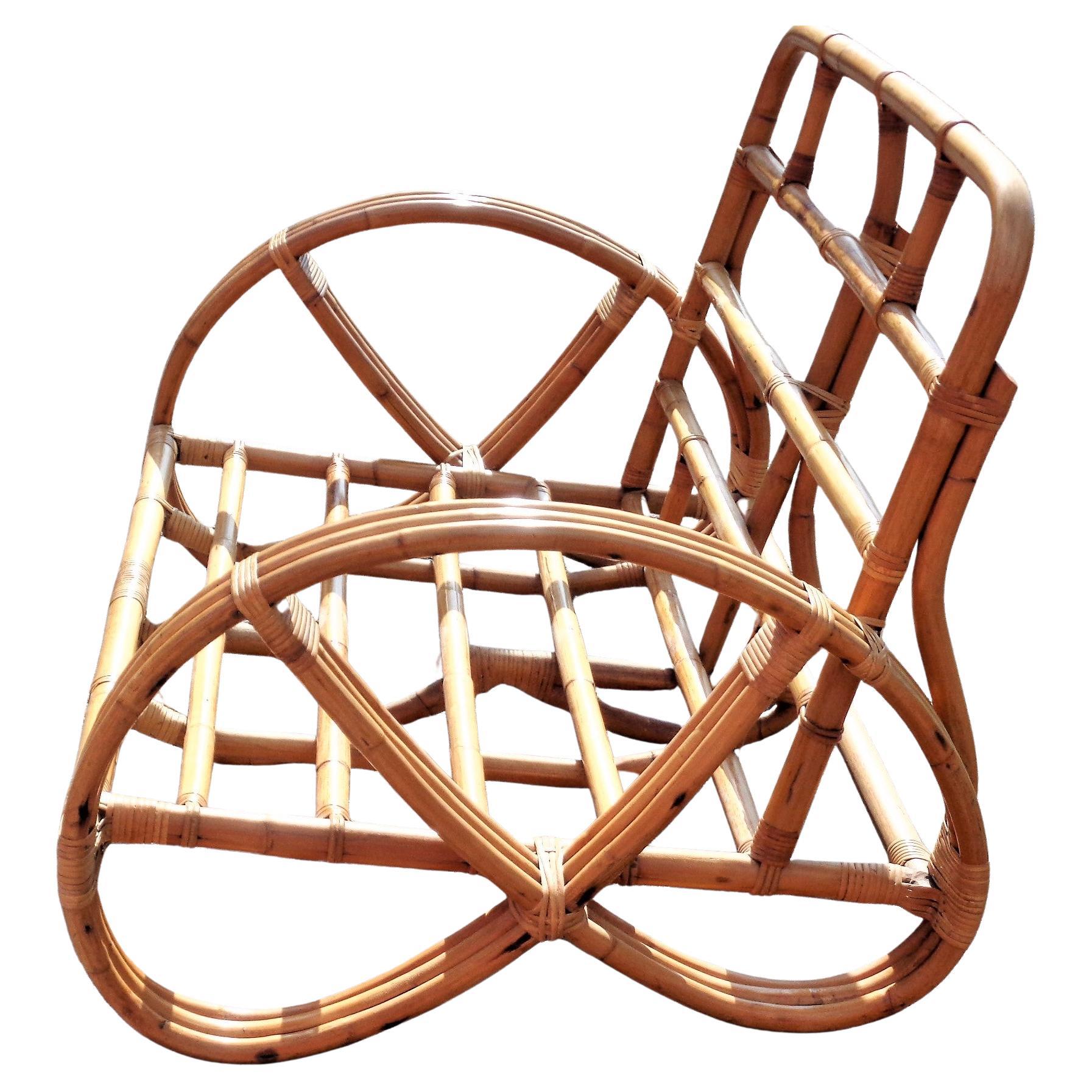 Hand-Crafted  Rattan Pretzel Lounge Chairs and Loveseat For Sale