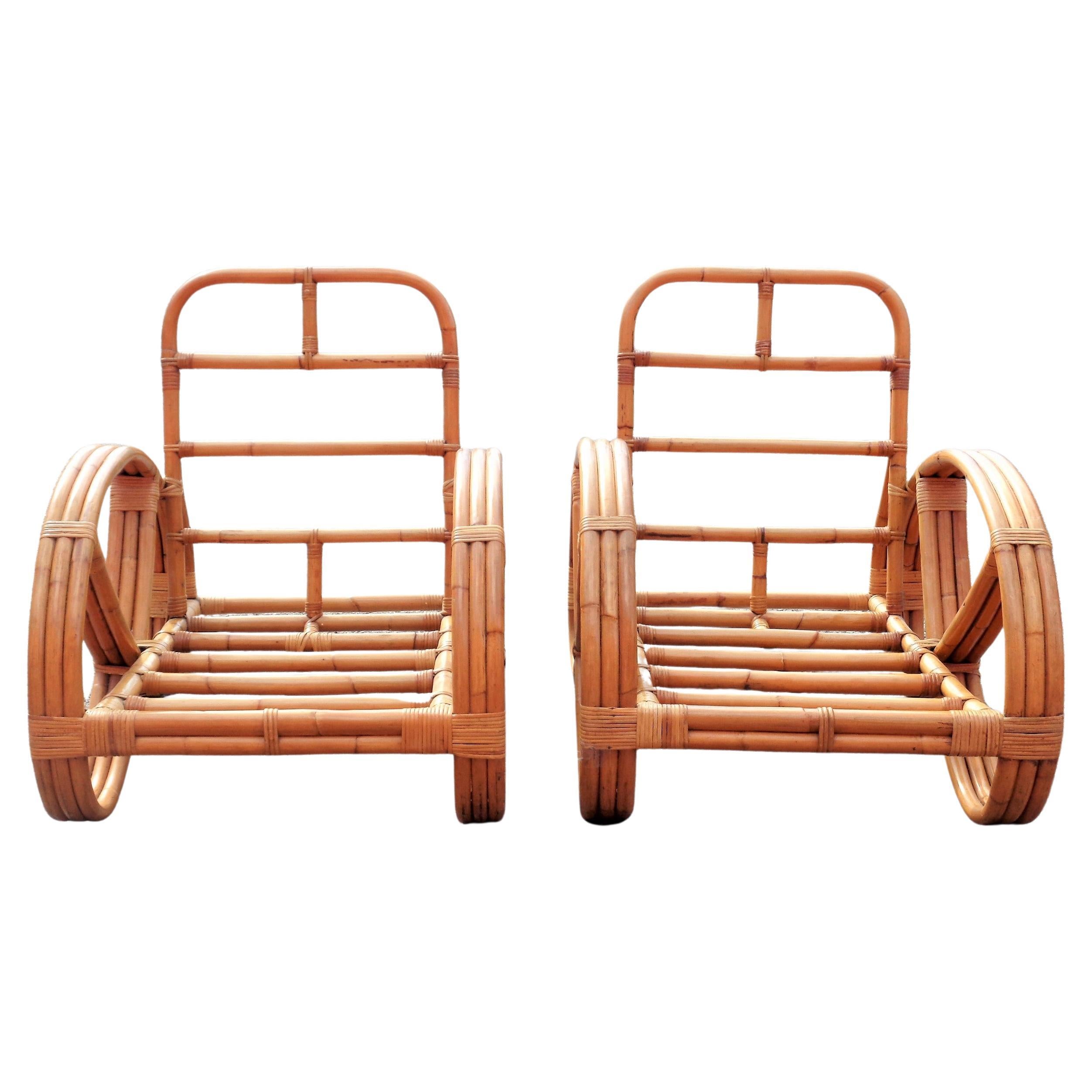 20th Century  Rattan Pretzel Lounge Chairs and Loveseat For Sale